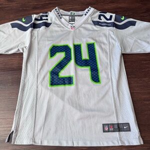 Marshawn Lynch #24 Seattle Seahawks Football Nike Gray Jersey Youth Large 14/16